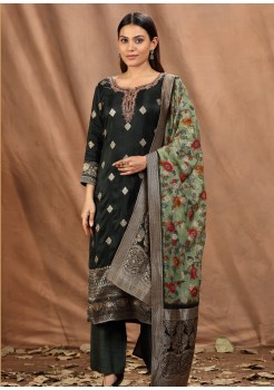 Green  Print Straight  Style Suit 